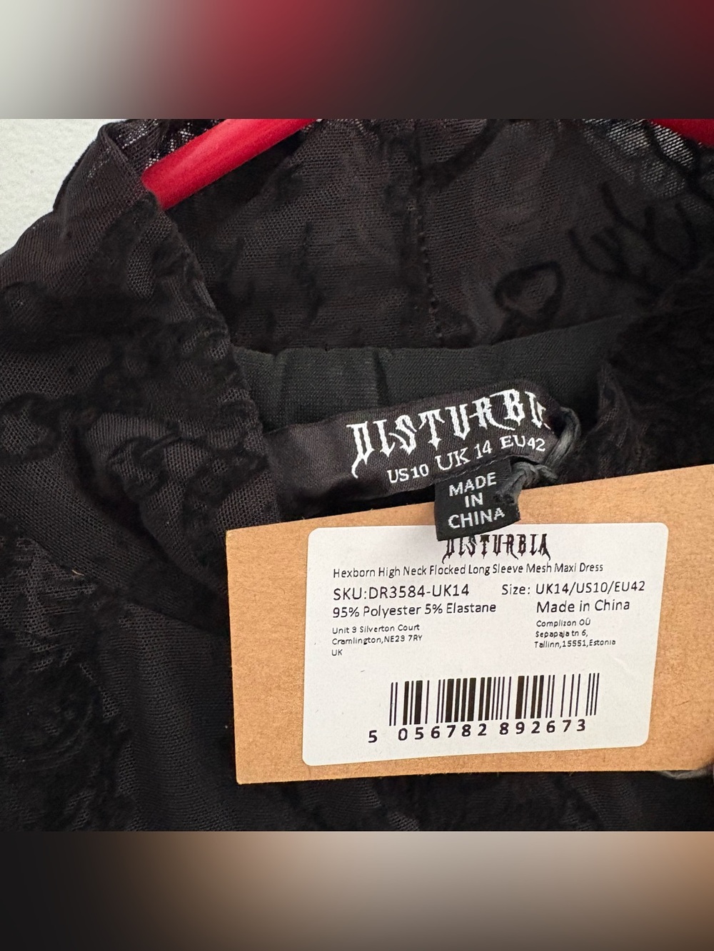 Hexborn Baba Yaga Mesh Maxi Dress Sz 10 – Gothic Witchy Flocked - Picture 6 of 6